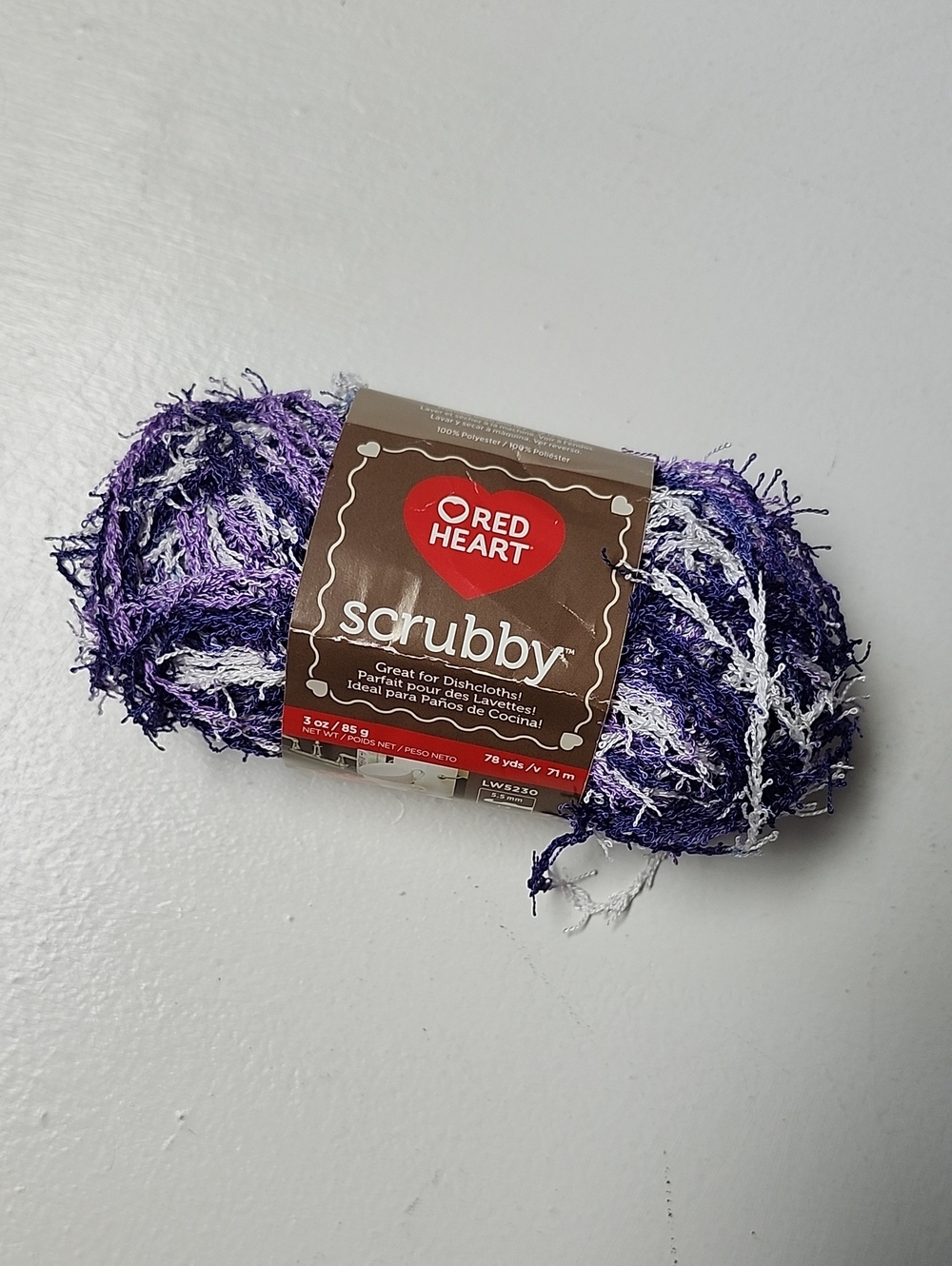 3/$15! Red Heart Scrubby Yarn - Jelly Purple & White